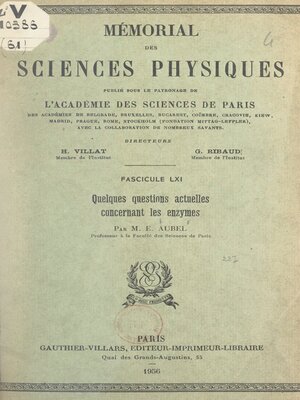 cover image of Quelques questions actuelles concernant les enzymes